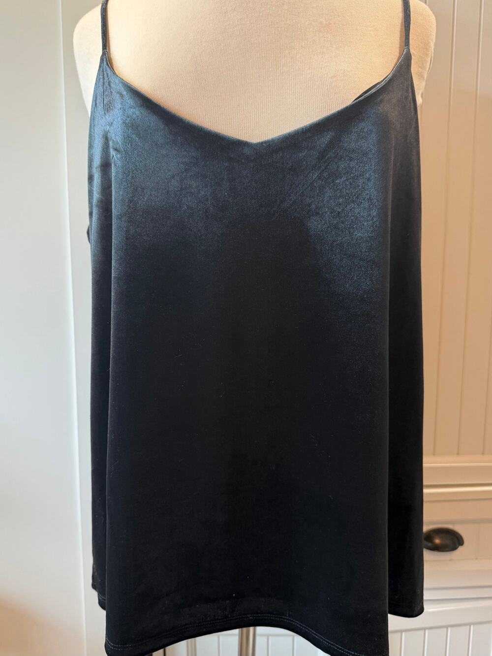 Banana Republic velvet knit tank camisole top teal shadow XL NWT